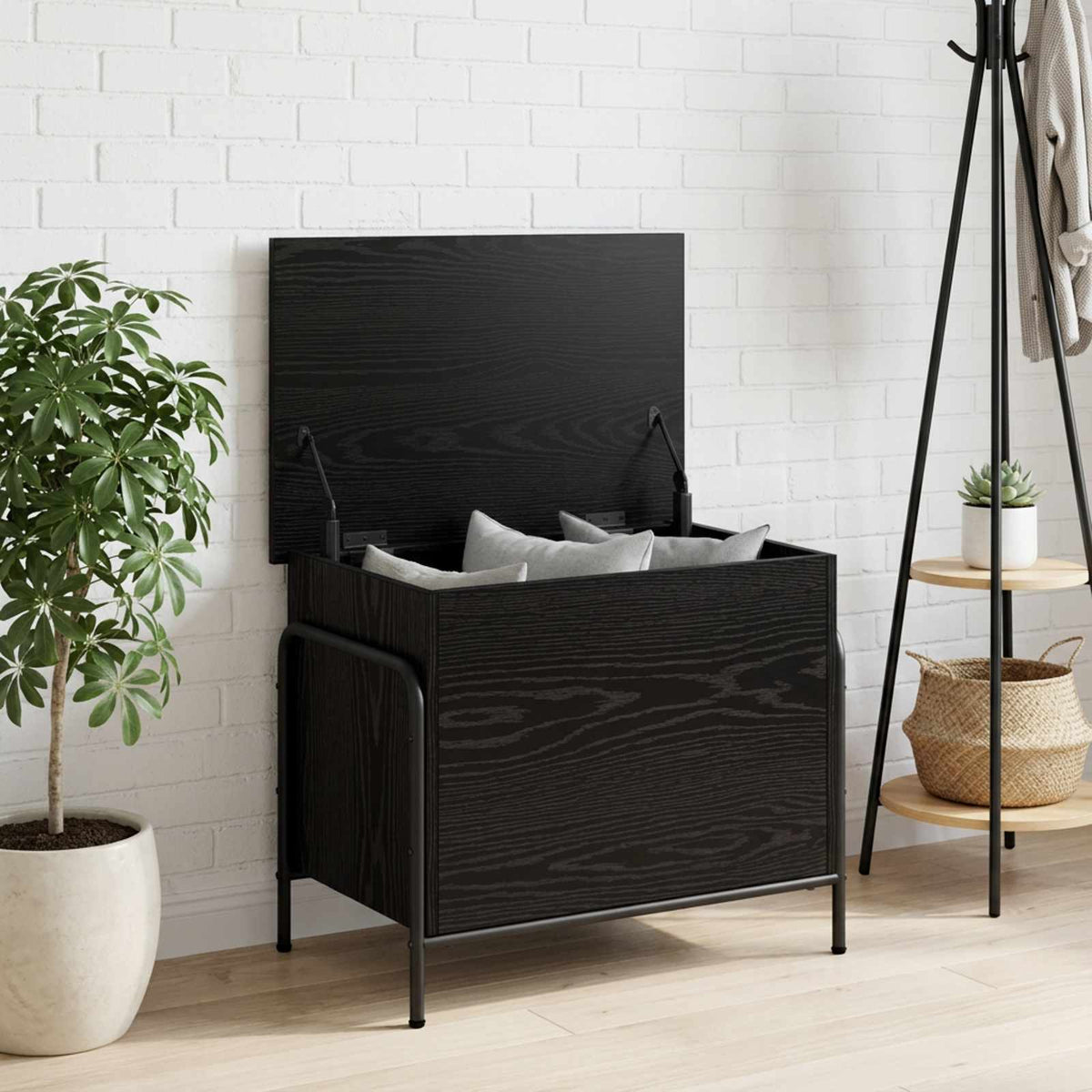 vidaXL Storage Box Black Oak 60 x 40 x 49.5 cm Engineered Wood 1