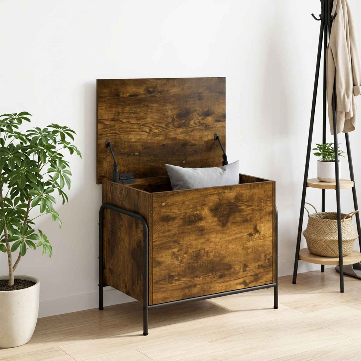 vidaXL Storage Box Smoked Oak 60 x 40 x 49.5 cm Engineered Wood 1