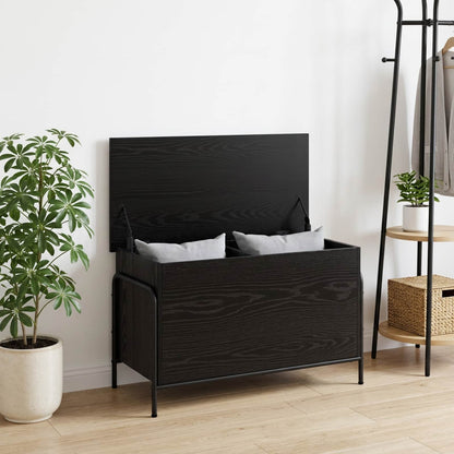 Storage Box Engineered Wood 80 x 40 x 49.5 cm Black oak