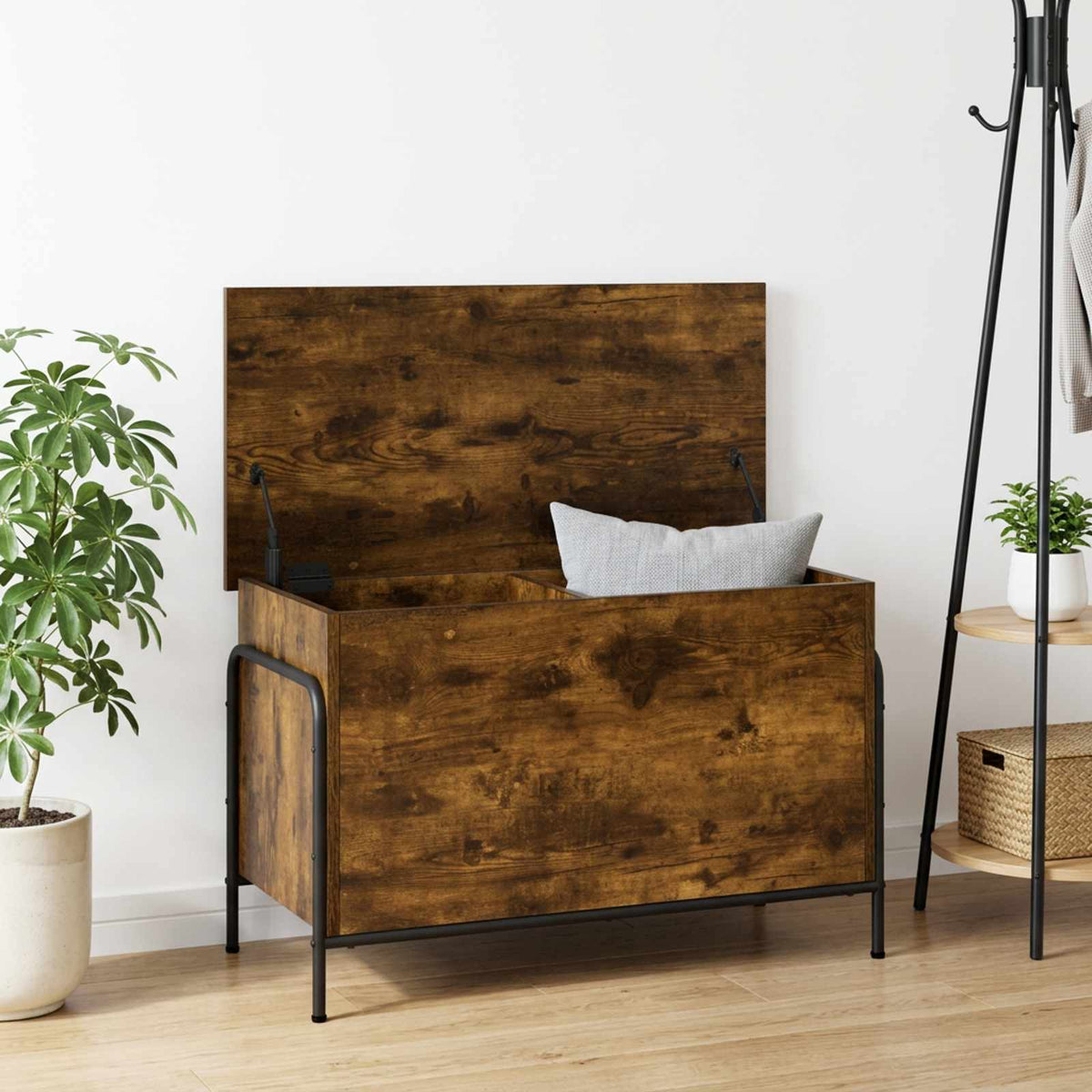 vidaXL Storage Box Smoked Oak 80 x 40 x 49.5 cm Engineered Wood 1
