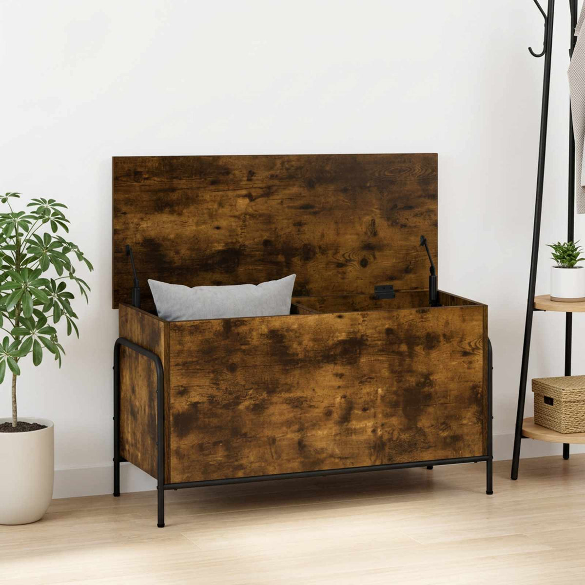 vidaXL Storage Box Smoked Oak 100 x 40 x 49.5 cm Engineered Wood 1