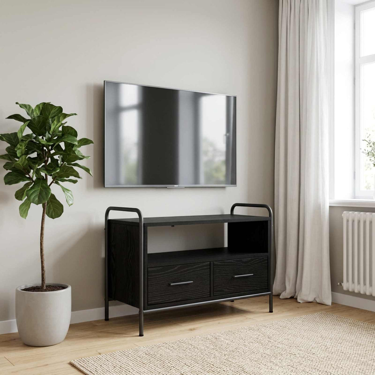 vidaXL TV Cabinet 67.5 x 33 x 50 cm Black Oak Engineered Wood 1