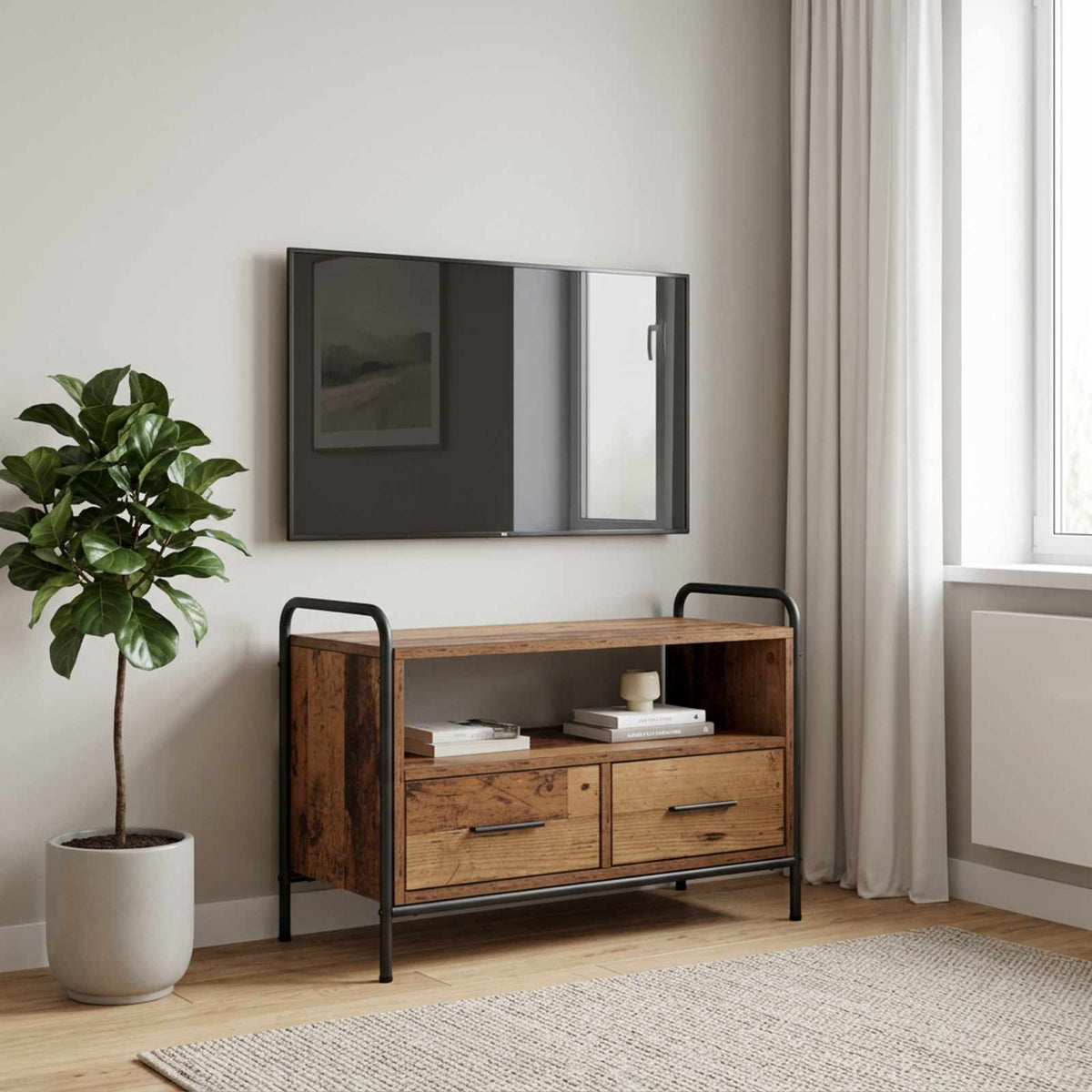 vidaXL TV Cabinet 67.5 x 33 x 50 cm Old Wood Engineered Wood 1