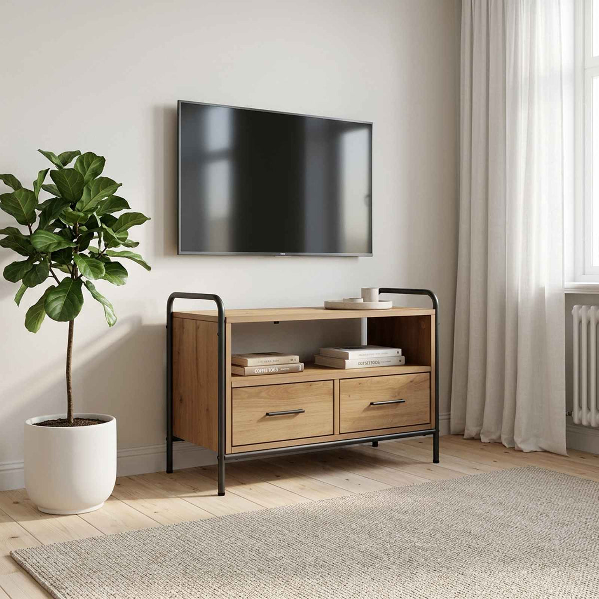 vidaXL TV Cabinet 67.5 x 33 x 50 cm Artisan Oak Engineered Wood 1