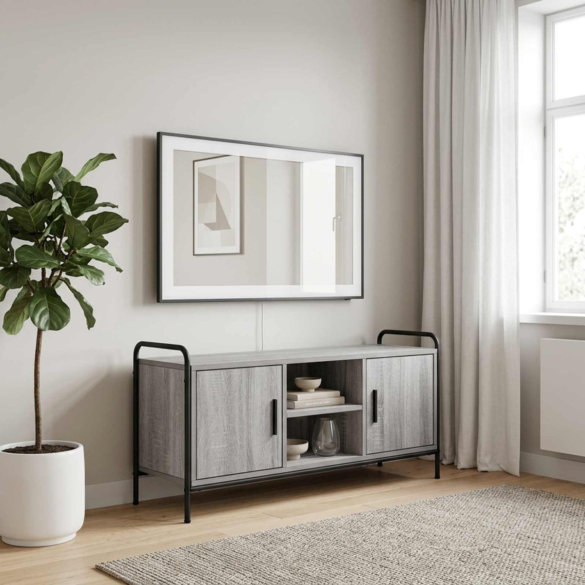 vidaXL TV Cabinet 99 x 33 x 50 cm Grey Sonoma Engineered Wood 1