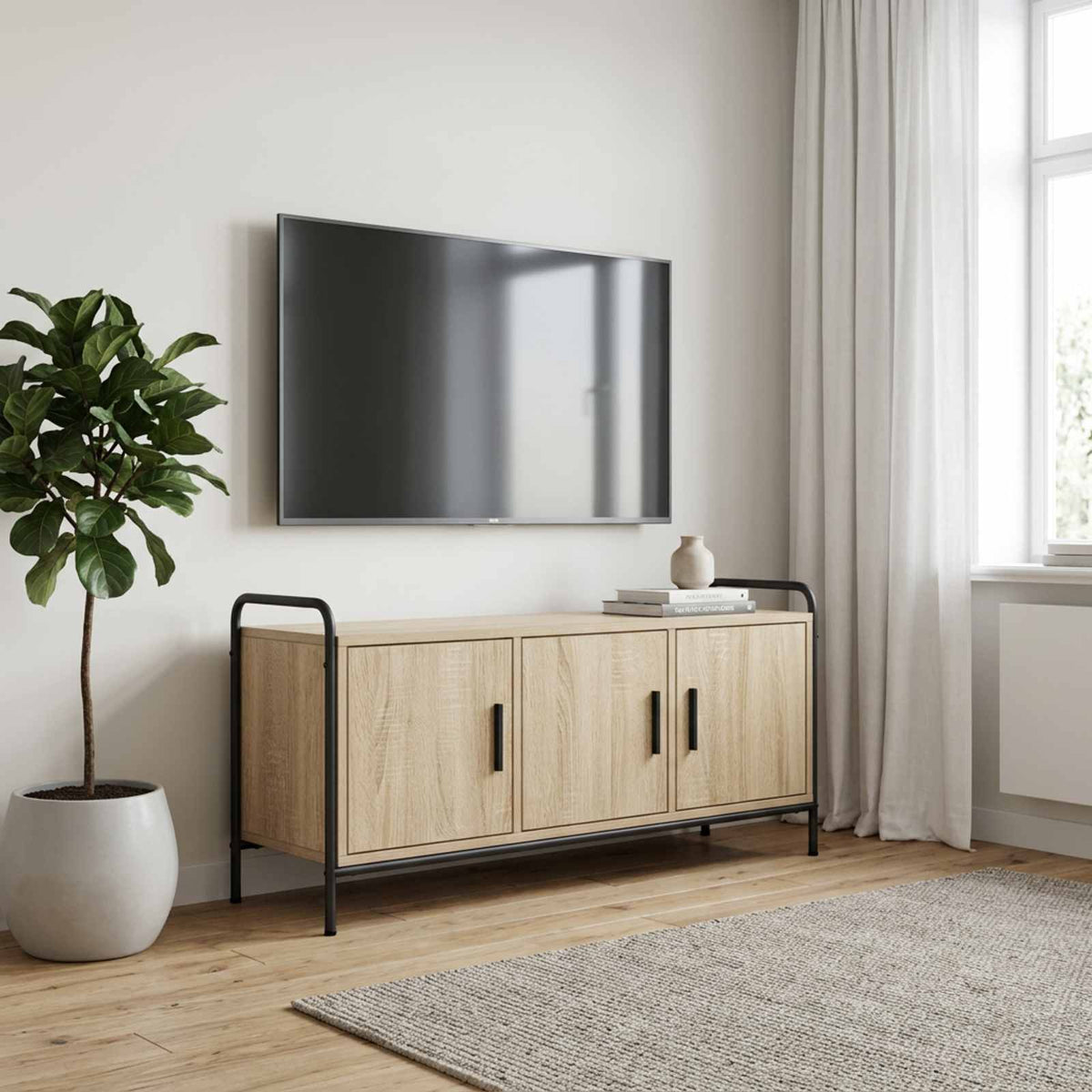 vidaXL TV Cabinet 99 x 33 x 50 cm Sonoma Oak Engineered Wood 1