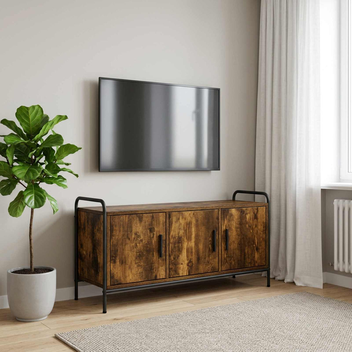 vidaXL TV Cabinet 99 x 33 x 50 cm Smoked Oak Engineered Wood 1