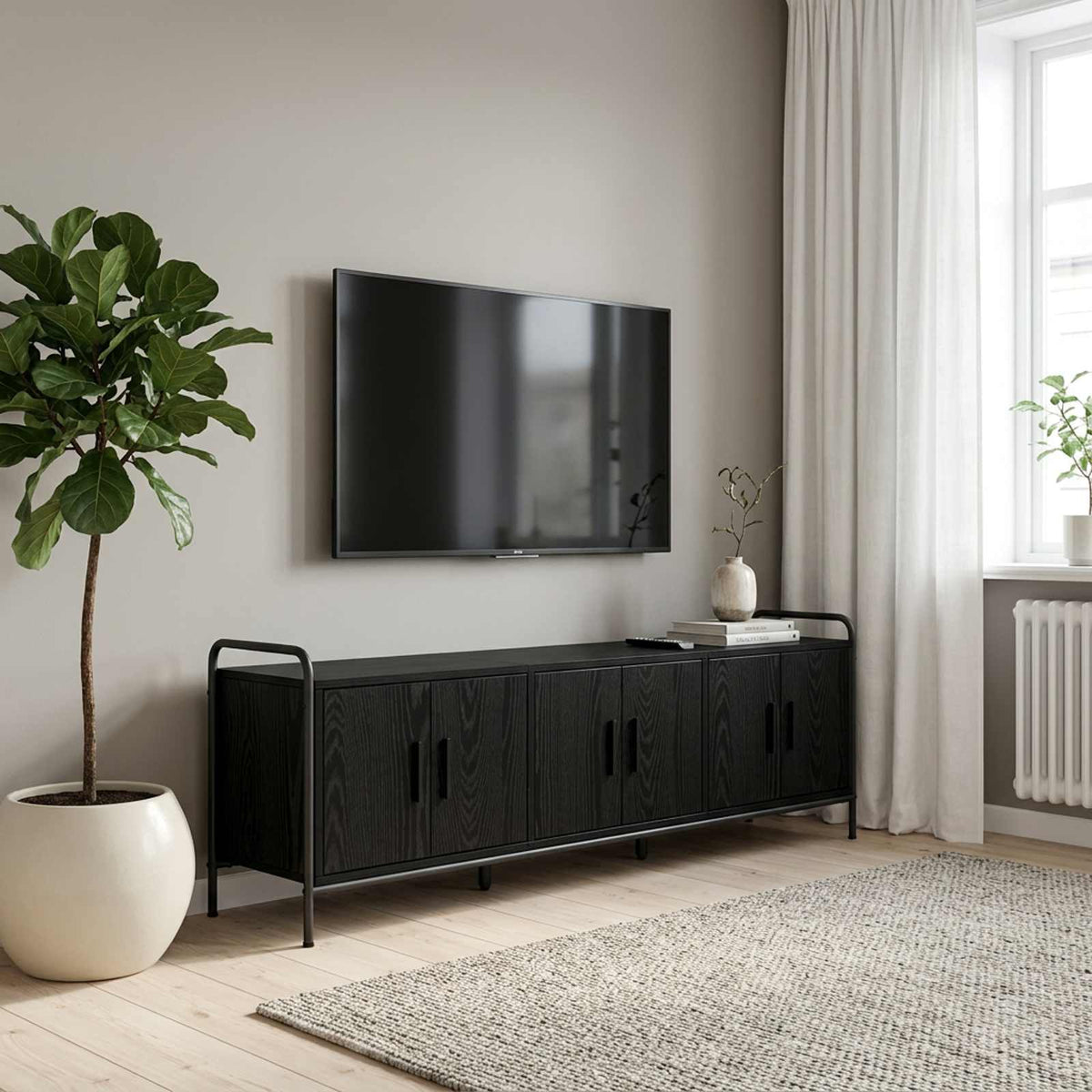 TV Cabinet Engineered Wood Black oak 146 x 33 x 50 cm