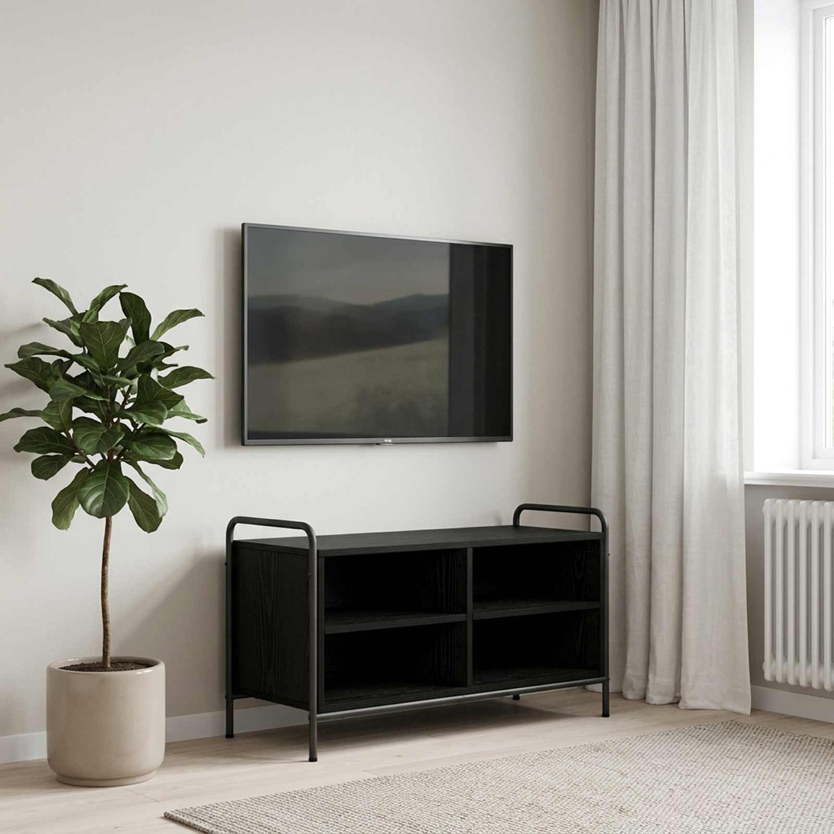 vidaXL TV Cabinet 80 x 39.5 x 50 cm Black Oak Engineered Wood 1
