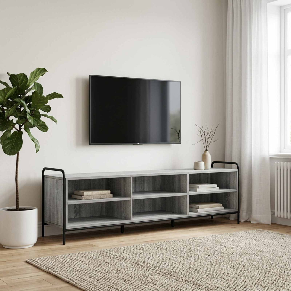TV Cabinet 167.5 x 36.5 x 50 cm Engineered Wood Grey sonoma