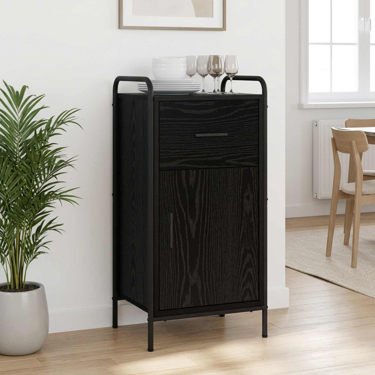 Sideboard Black Oak Engineered Wood
