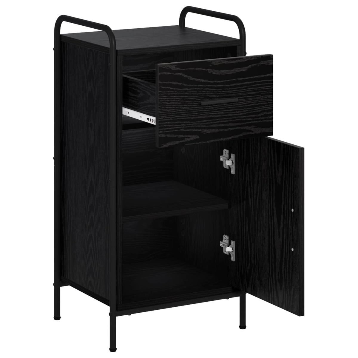 Sideboard 40 x 33 x 80.5 cm Engineered Wood Height 80.5 cm with 1 drawer & 1 door Black oak