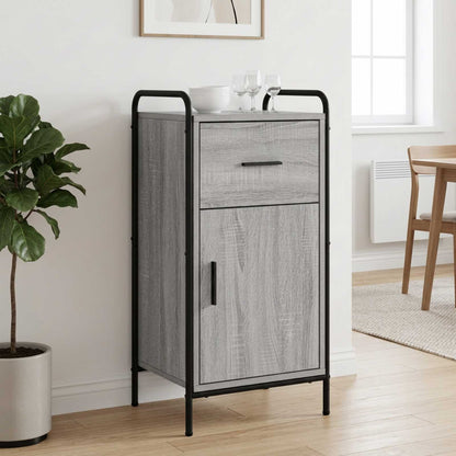 Sideboard 40 x 33 x 80.5 cm Engineered Wood Height 80.5 cm with 1 drawer & 1 door Grey sonoma