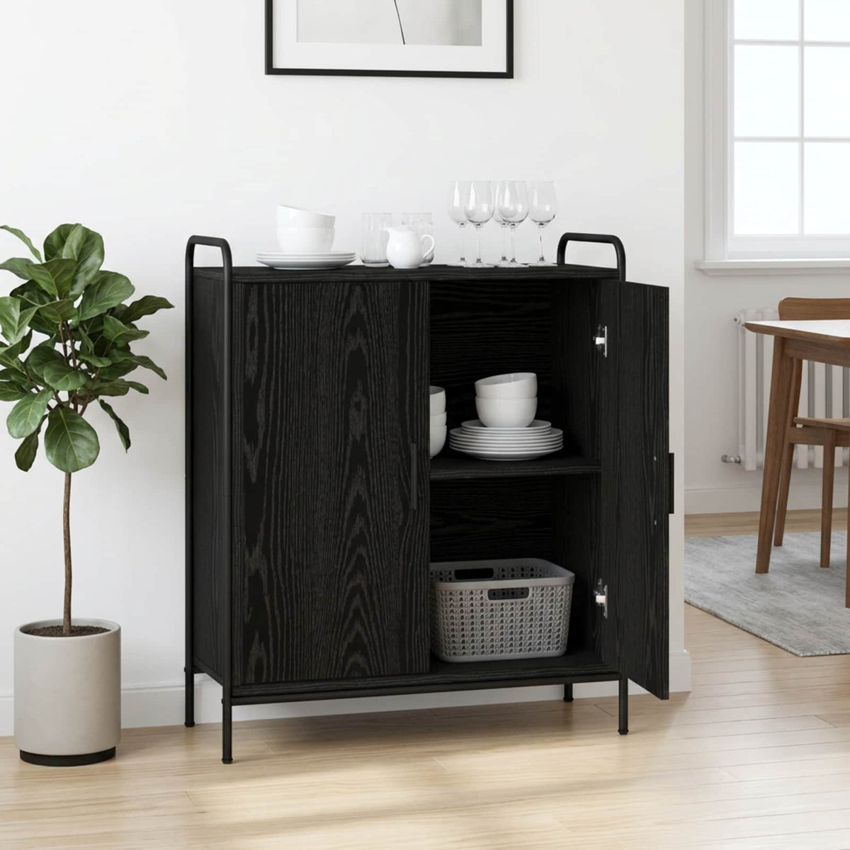 vidaXL Sideboard Black Oak 73 x 33 x 81 cm Engineered Wood 1