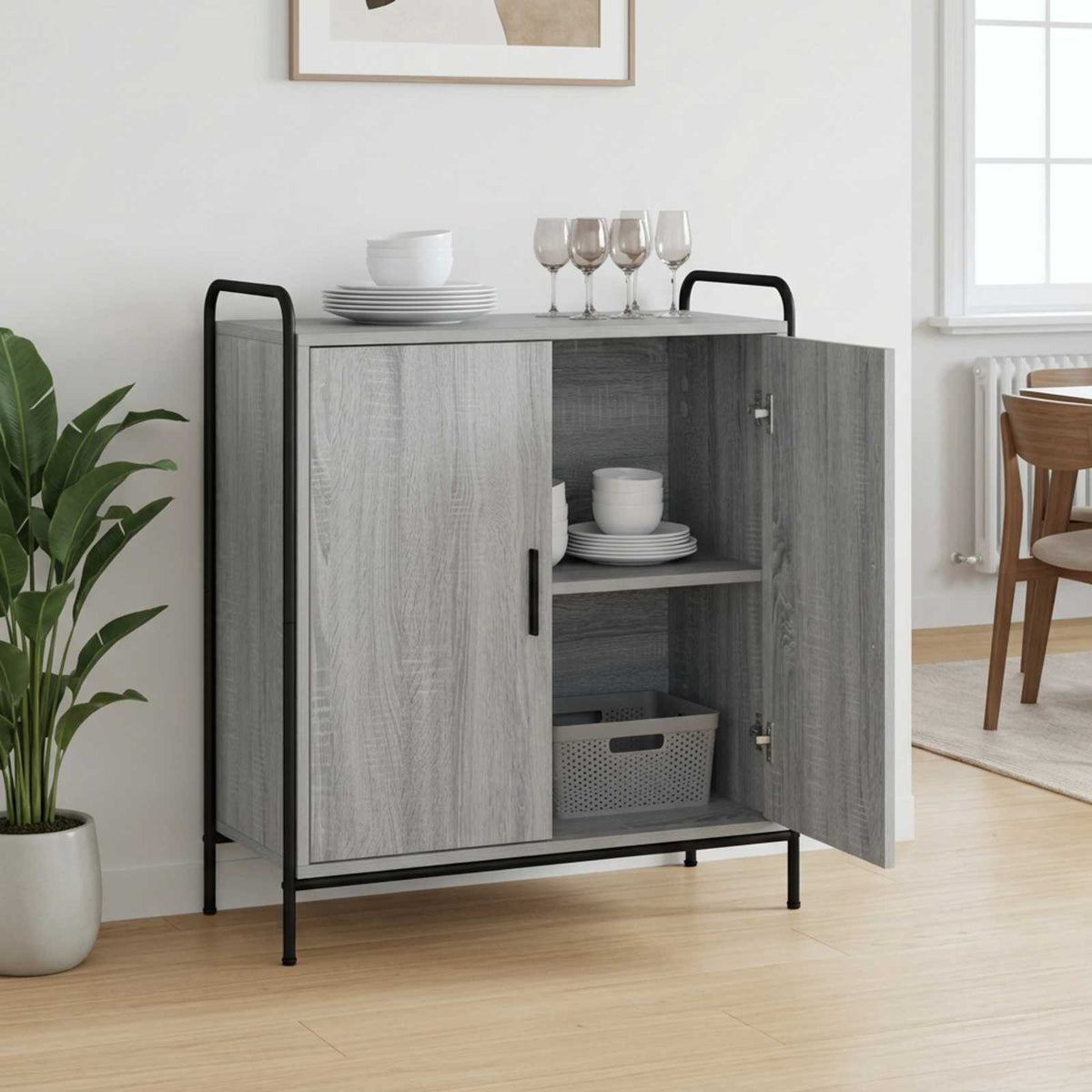 vidaXL Sideboard Grey Sonoma 73 x 33 x 81 cm Engineered Wood 1