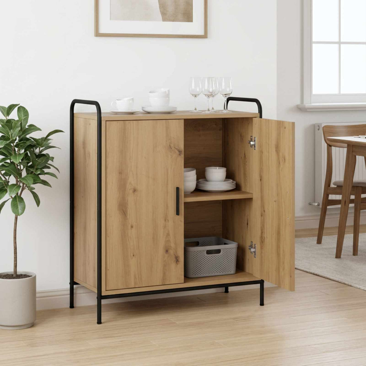 Sideboard 73 x 33 x 81 cm Engineered Wood Height 81 cm Width 73 cm with 2 doors Artisan oak