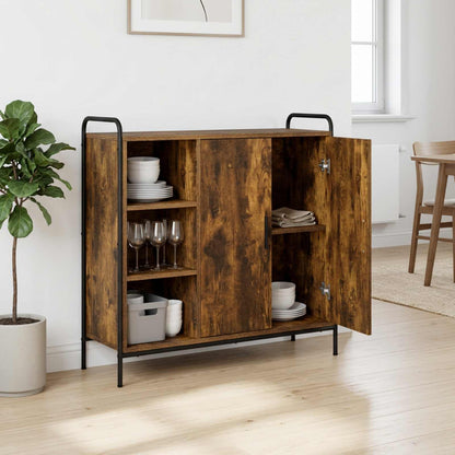 Sideboard 98.5 x 33 x 81 cm Engineered Wood Smoked oak with 2 shelves & 2 door