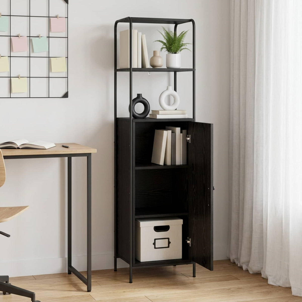vidaXL Highboard Black Oak 40 x 33 x 161 cm Engineered Wood 1