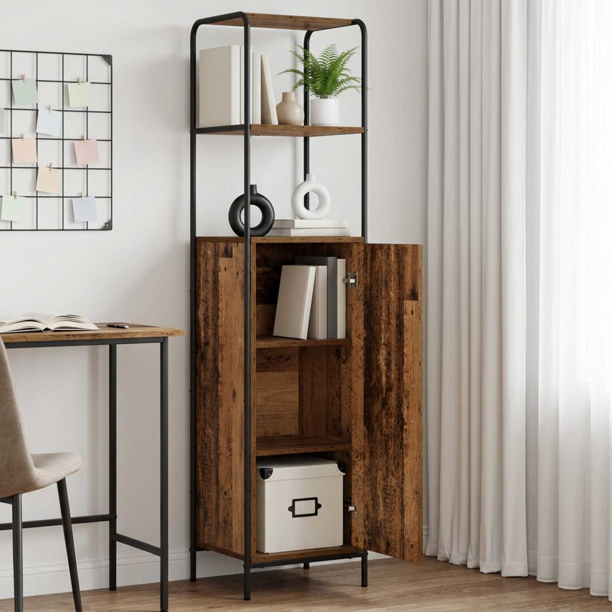 vidaXL Highboard Old Wood 40 x 33 x 161 cm Engineered Wood 1