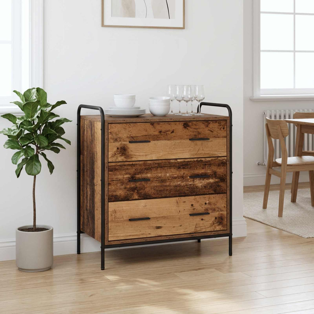 Drawer Cabinet 70 x 39.5 x 71 cm Engineered Wood Old wood