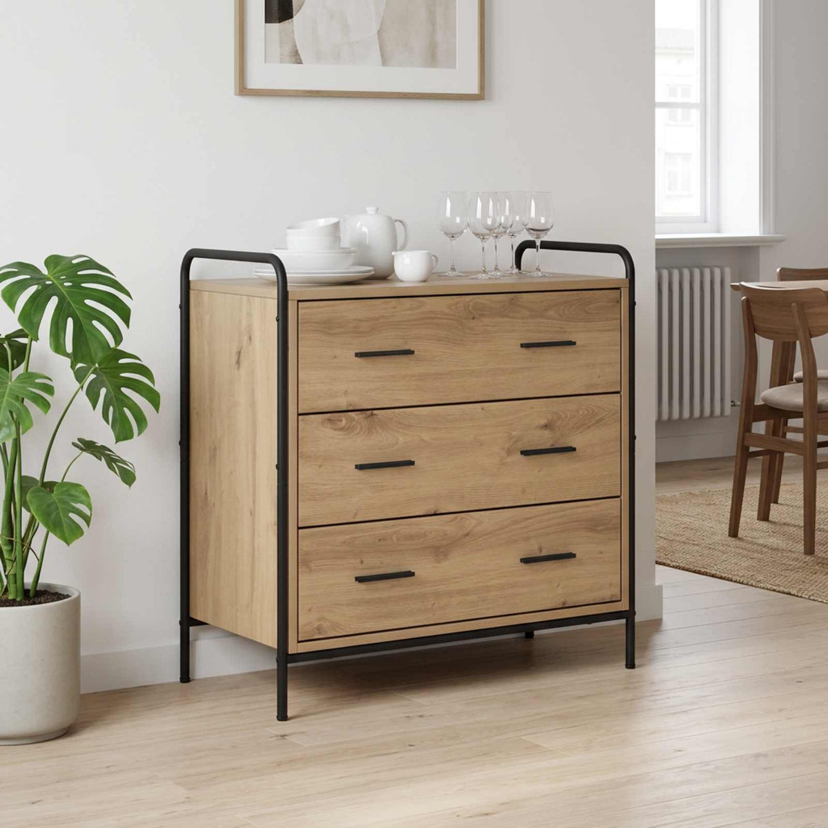 Drawer Cabinet 70 x 39.5 x 71 cm Engineered Wood Artisan oak