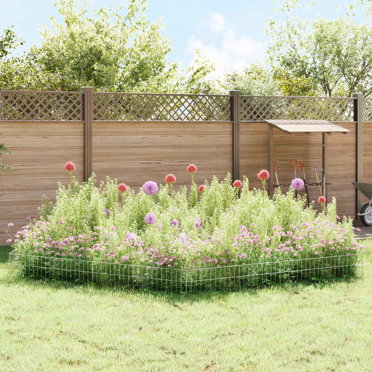 vidaXL Garden Fence Panel 24 pcs 100 x 30 cm Galvanised Steel Silver 4