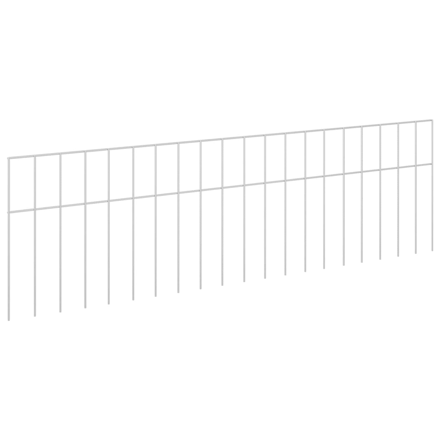 vidaXL Garden Fence Panel 24 pcs 100 x 30 cm Galvanised Steel Silver 2