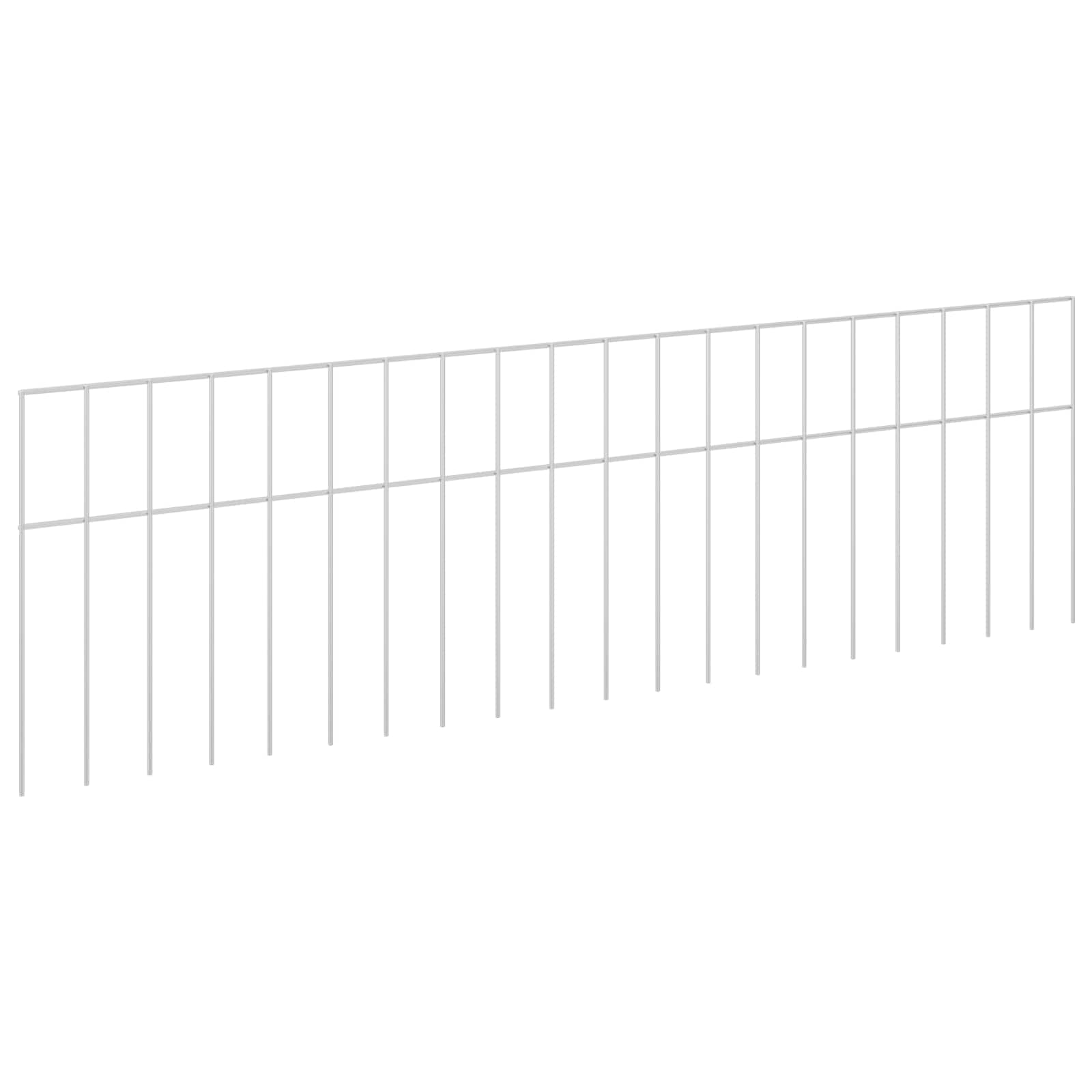 vidaXL Garden Fence Panel 24 pcs 100 x 30 cm Galvanised Steel Silver 2
