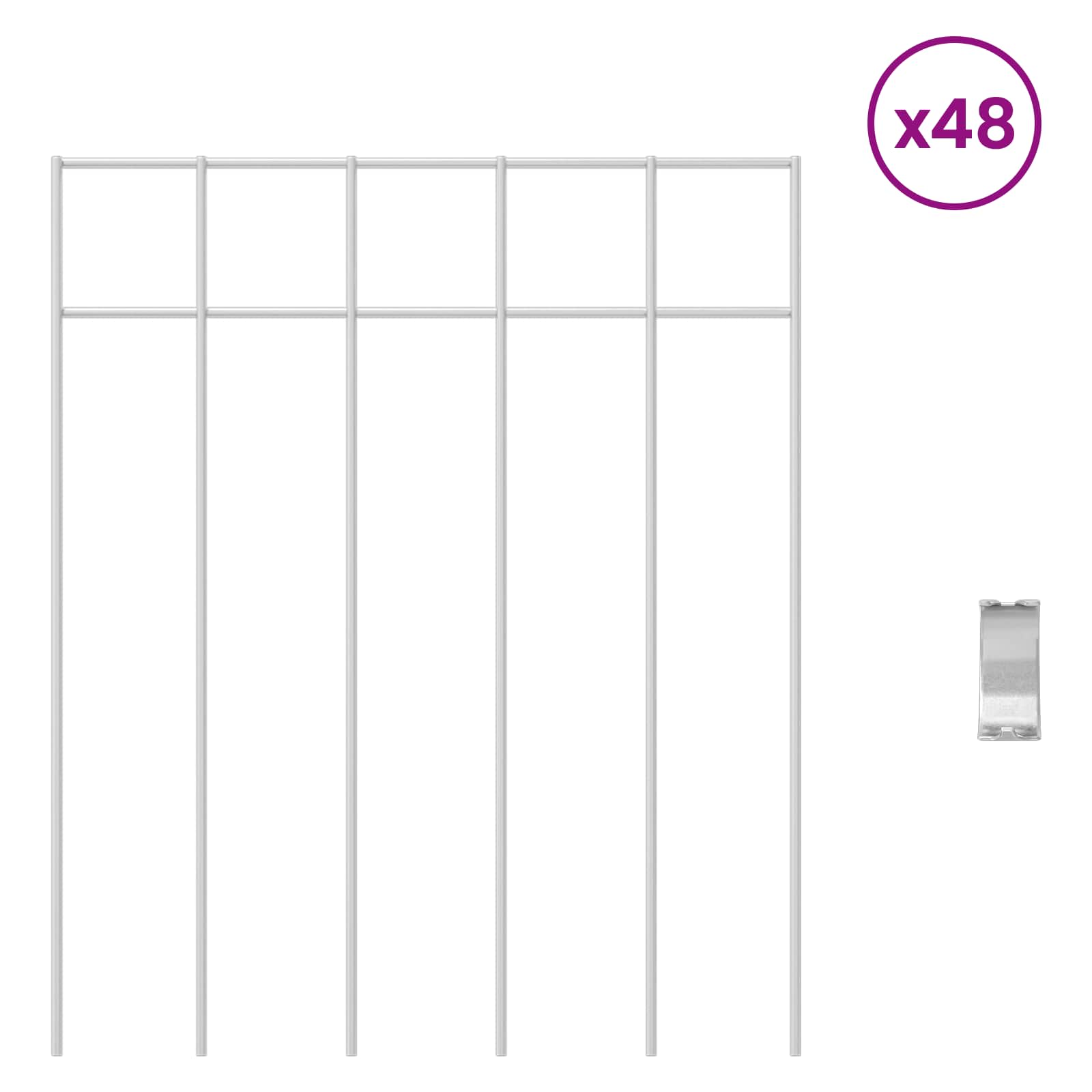 vidaXL Garden Fence Panel 48 pcs 25 x 30 cm Galvanised Steel Silver 3