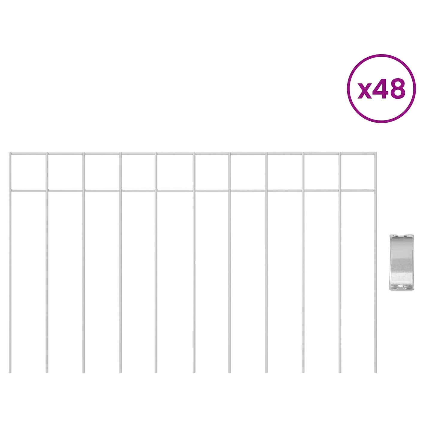 vidaXL Garden Fence Panel 48 pcs 50 x 30 cm Galvanised Steel Silver 3
