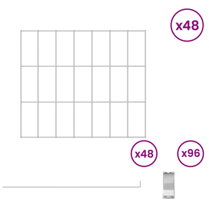 vidaXL Garden Fence with Stakes 48 pcs 35 x 30 cm Galvanised Steel 3
