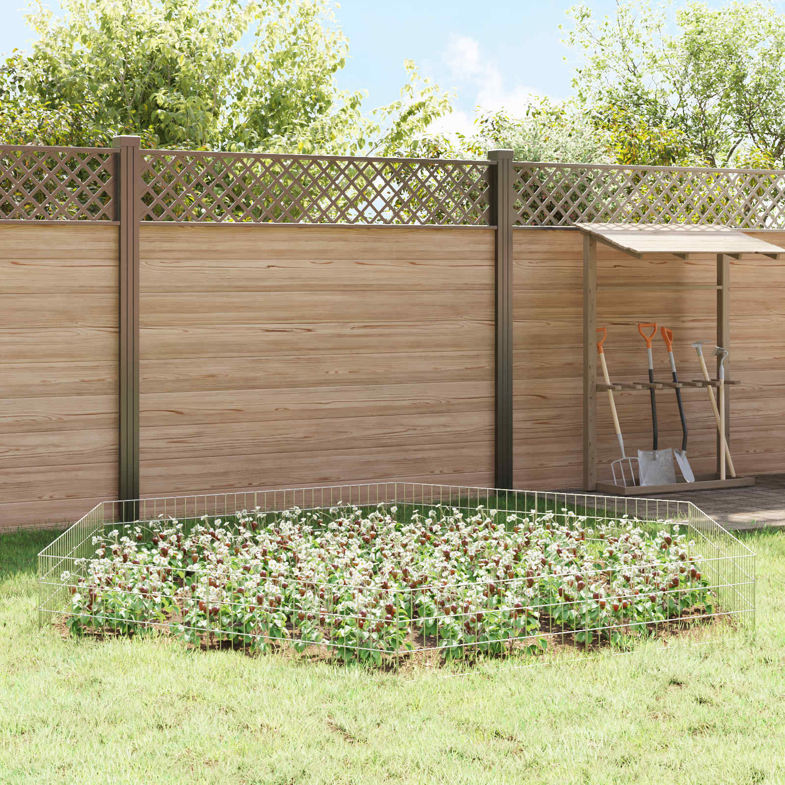 vidaXL Garden Fence with Stakes 24 pcs 75 x 30 cm Galvanised Steel 4