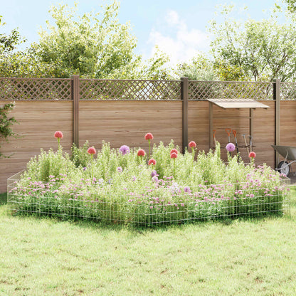 vidaXL Garden Fence with Stakes 24 pcs 55 x 50 cm Galvanised Steel 4