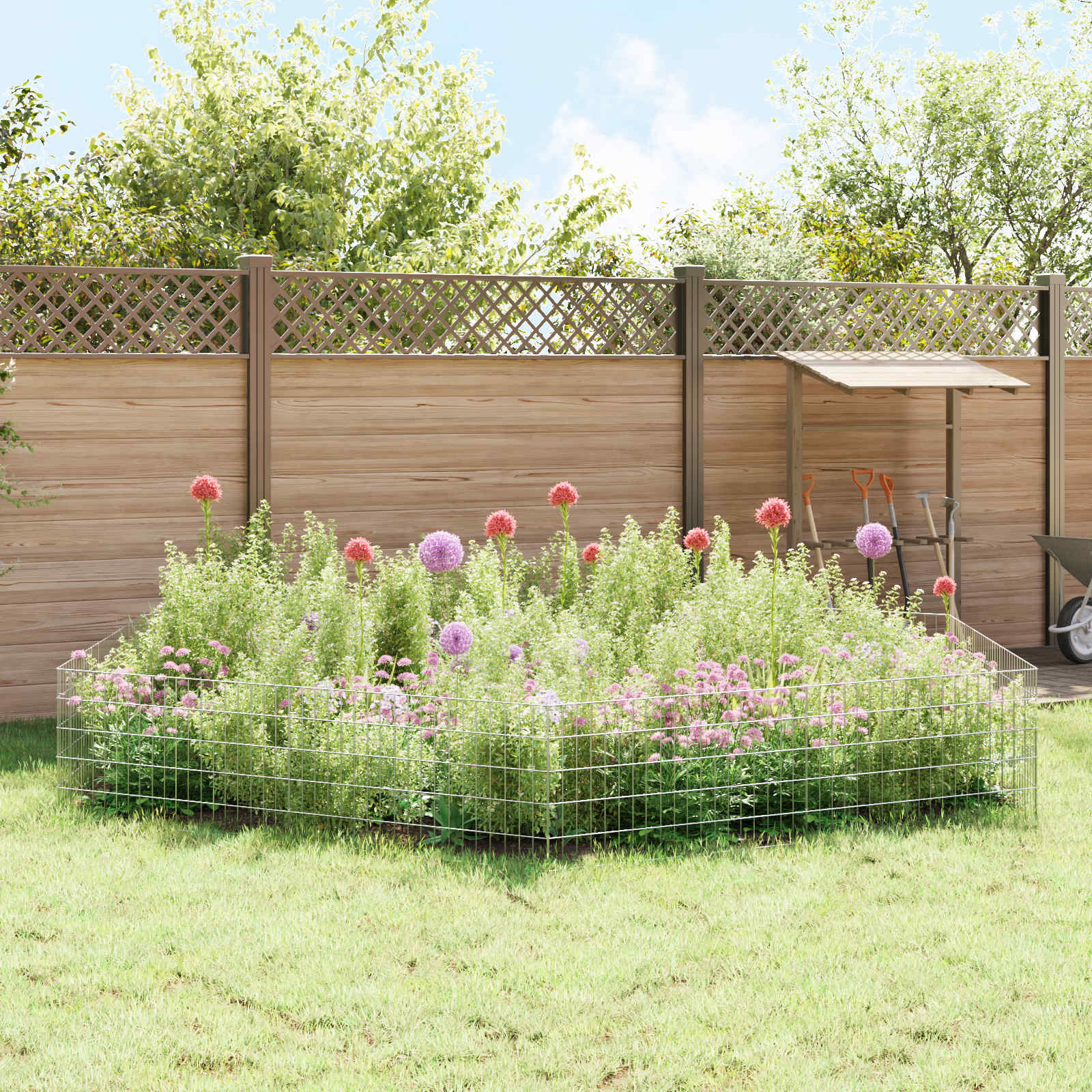 vidaXL Garden Fence with Stakes 12 pcs 95 x 50 cm Galvanised Steel 4