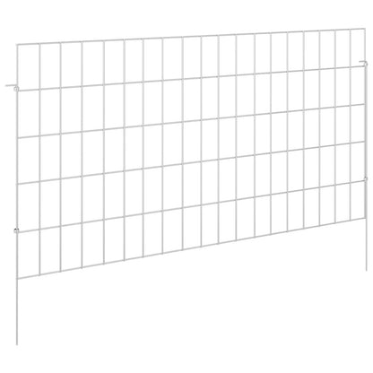 vidaXL Garden Fence with Stakes 12 pcs 95 x 50 cm Galvanised Steel 2