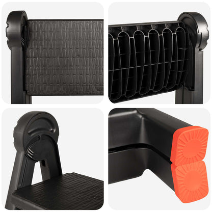 vidaXL Ladder Folding Black and Red 46 x 30 x 63 cm PP and Elastomer 6