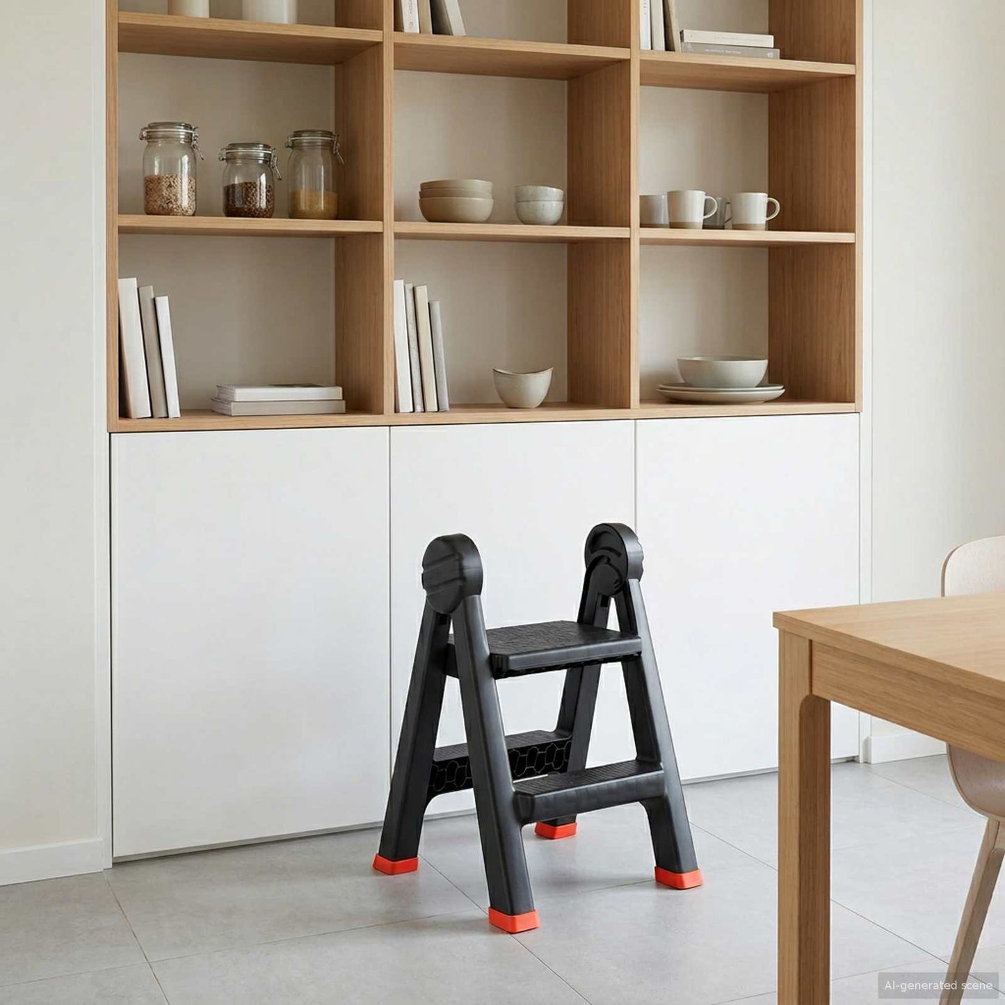 vidaXL Ladder Folding Black and Red 46 x 30 x 63 cm PP and Elastomer 1