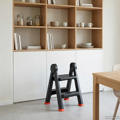 vidaXL Ladder Folding Black and Red 46 x 30 x 63 cm PP and Elastomer 1