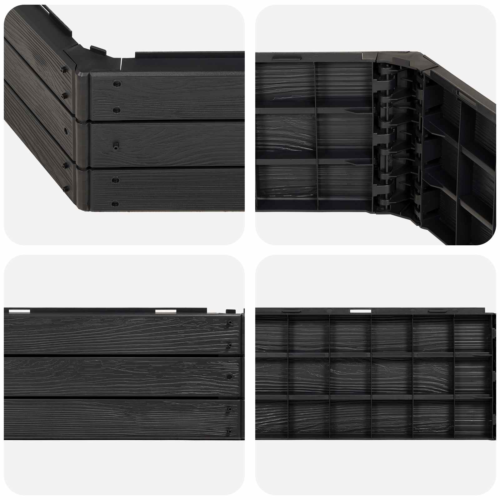 vidaXL Raised Bed Black 148 x 129 x 25 cm PP 5