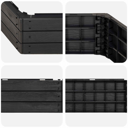 vidaXL Raised Bed Black 148 x 129 x 25 cm PP 5