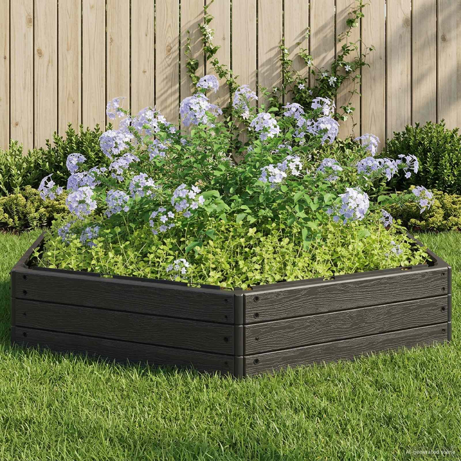 vidaXL Raised Bed Black 148 x 129 x 25 cm PP 1