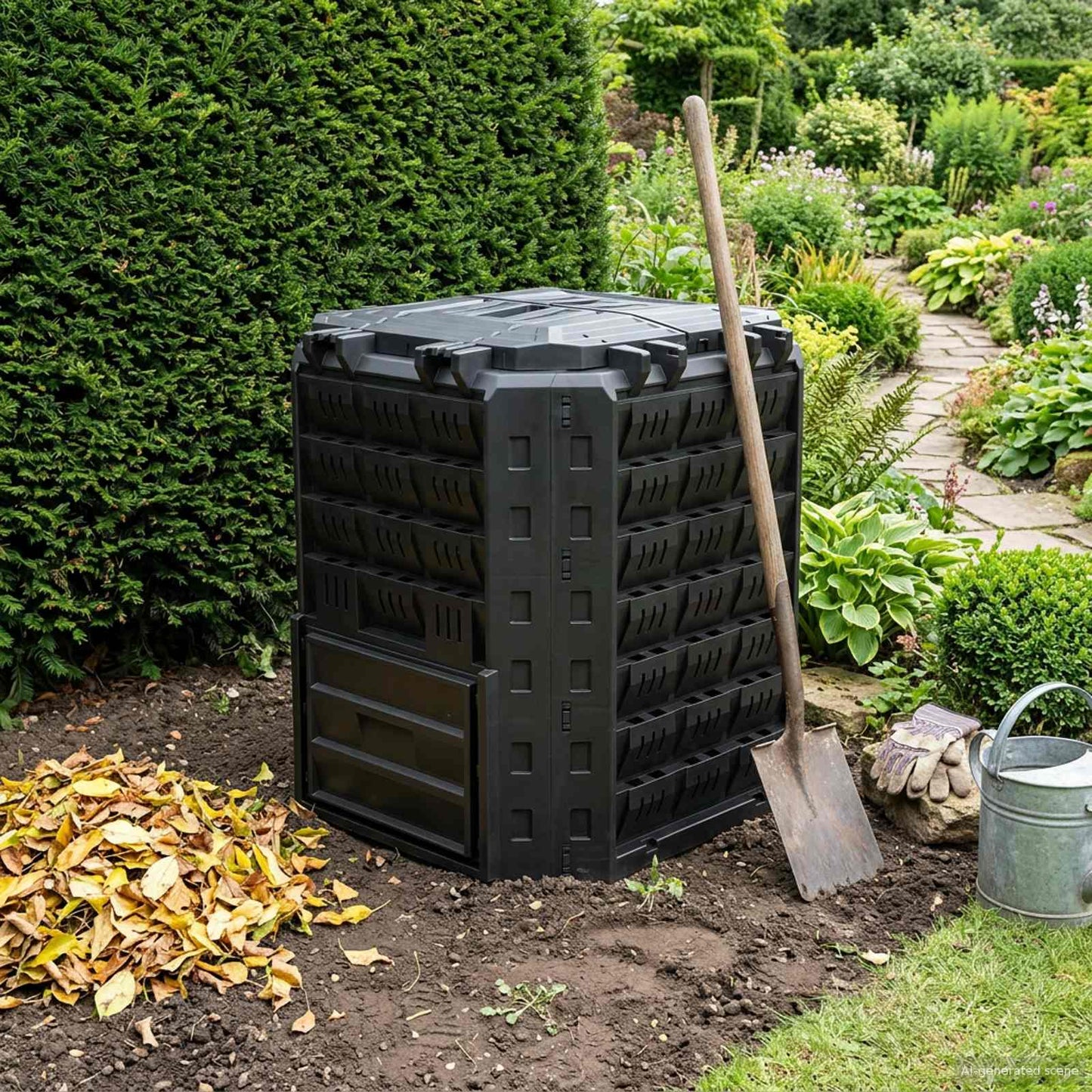 vidaXL Garden Composter Black 71 x 71 x 81.5 cm 100% PP 1