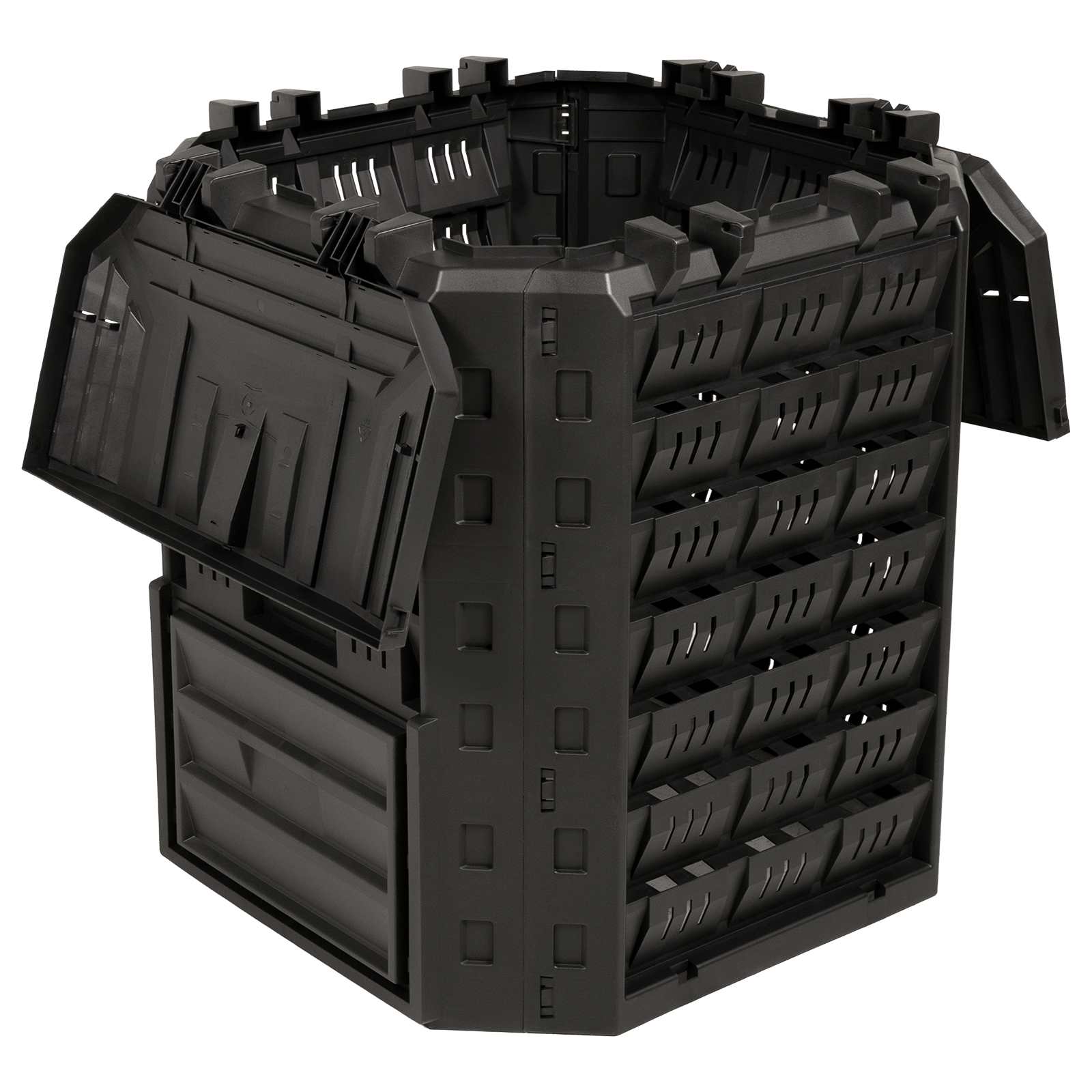 vidaXL Garden Composter Black 71 x 71 x 81.5 cm 100% PP 3