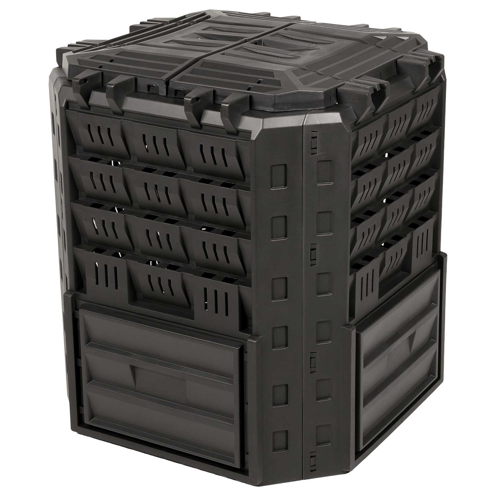 vidaXL Garden Composter Black 71 x 71 x 81.5 cm 100% PP 5