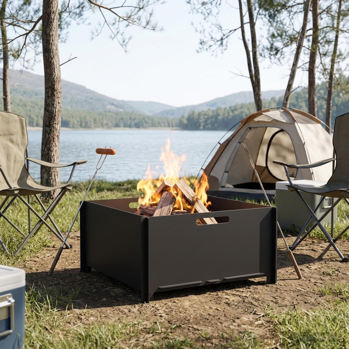 vidaXL Fire Pit Black 60 x 60 x 30 cm Steel 3