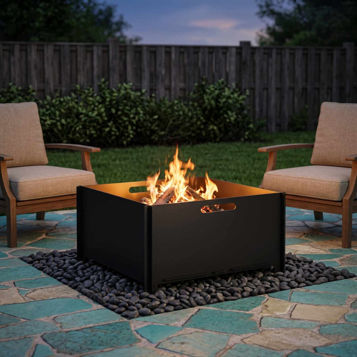 vidaXL Fire Pit Black 60 x 60 x 30 cm Steel 1