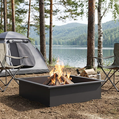 vidaXL Fire Pit Ring Black 80 x 80 x 25 cm Steel 3