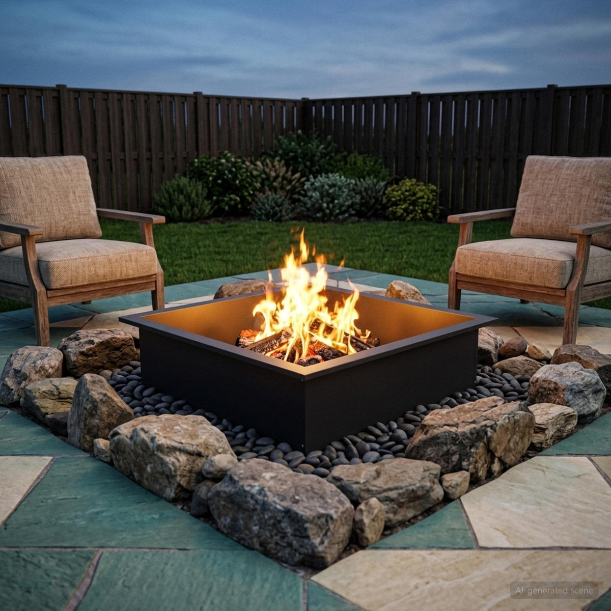vidaXL Fire Pit Ring Black 80 x 80 x 25 cm Steel 1