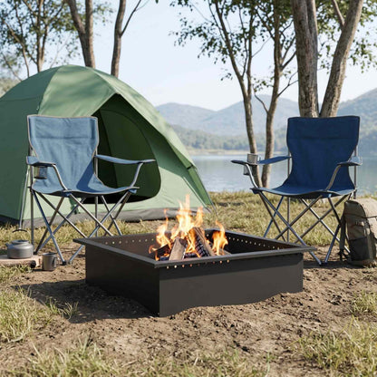 vidaXL Fire Pit Ring Black 80 x 80 x 25 cm Steel 1