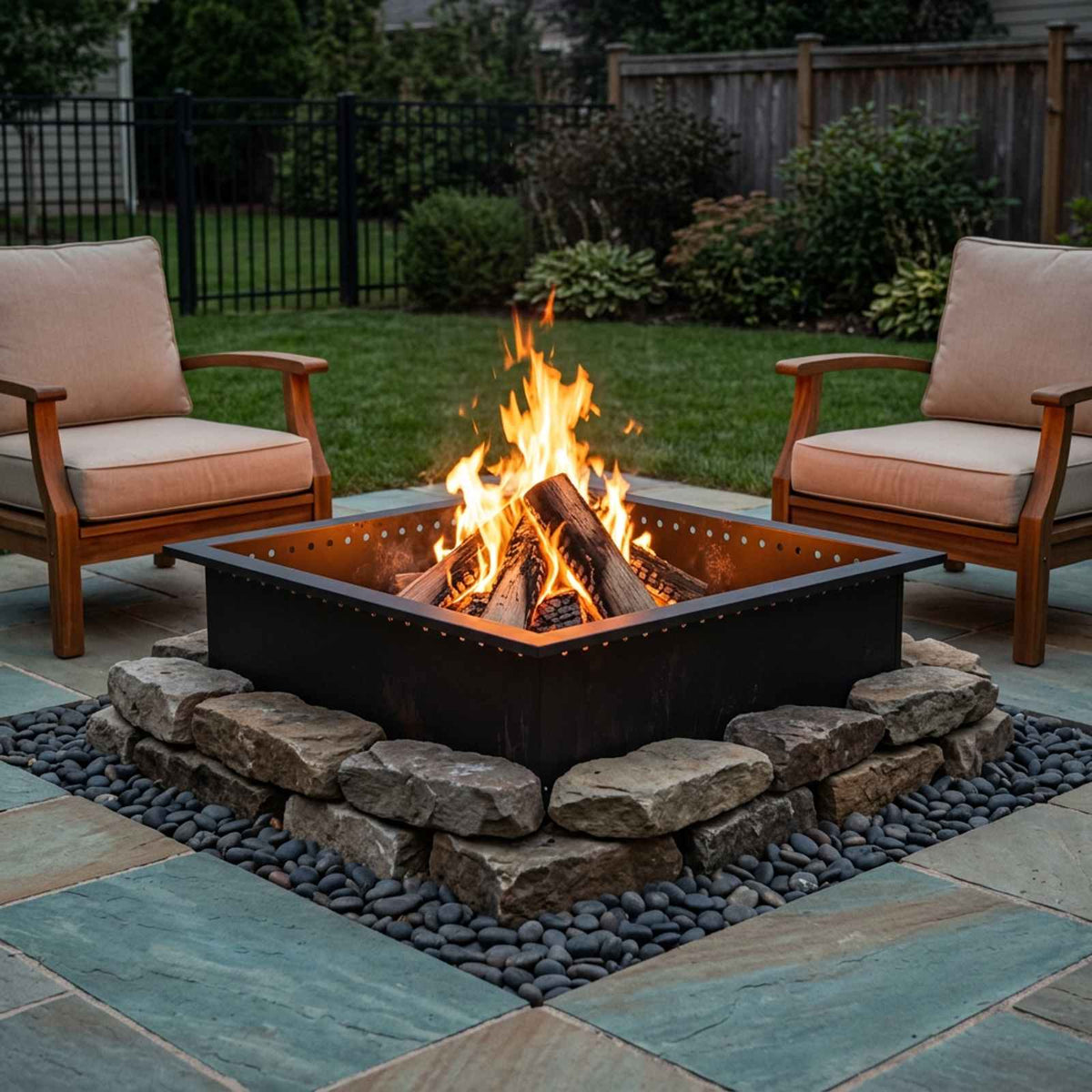 vidaXL Fire Pit Ring Black 90 x 90 x 25 cm Steel 3